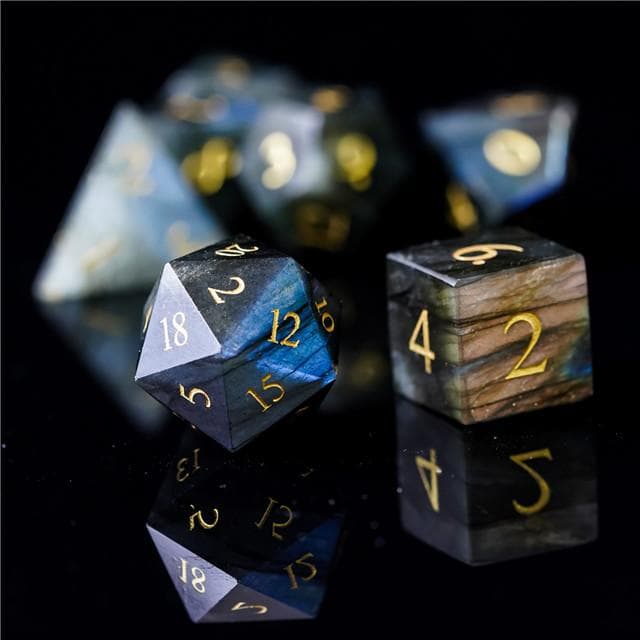 Gemstone Dice | Natural Labradorite | Set of 7