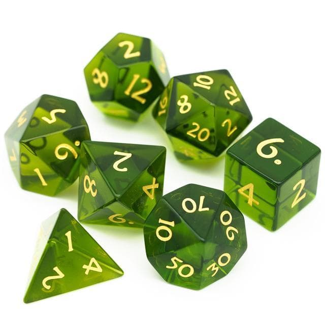 Glass Dice | Green | Set of 7