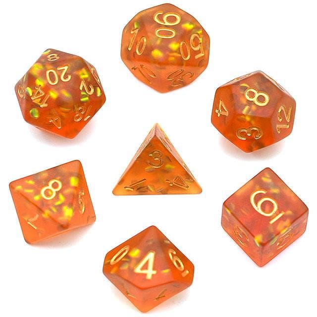 RPG Dice - Orange "Frosted Shimmer" - Set of 7