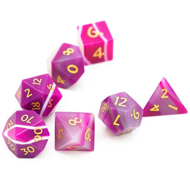 Gemstone Dice | Pink Agate | Set of 7