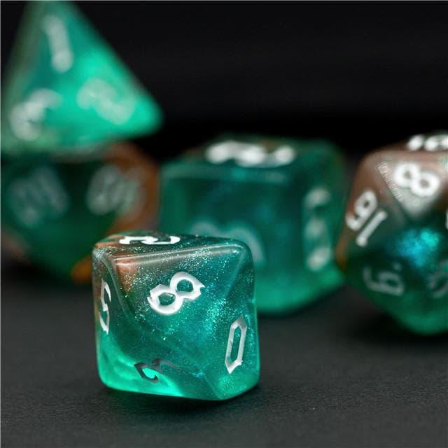 RPG Dice | "Gaea Thorns" White Ink | Set of 7