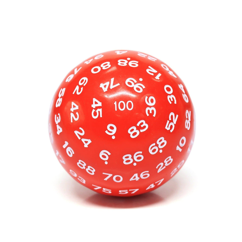 RPG Dice | d100 | Solid Red | White Ink
