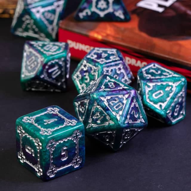 Large RPG Dice | "Chunky Castle" Coastal Realm | Set of 7