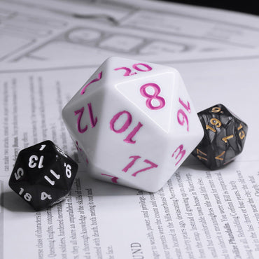 Huge d20 (40mm) | White w/ Lilac Ink