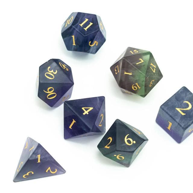 Gemstone Dice | Natural Fluorite | Set of 7