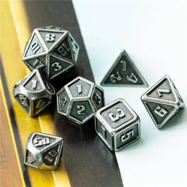 Polyhedral Dice Set | Metal | Mini Silver | Set of 7 (D1001)