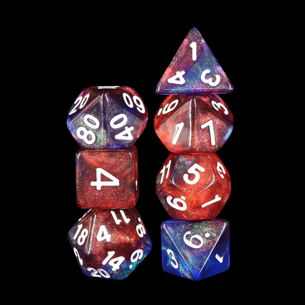 RPG Dice | "Incandescence" (White Ink) | Set of 7