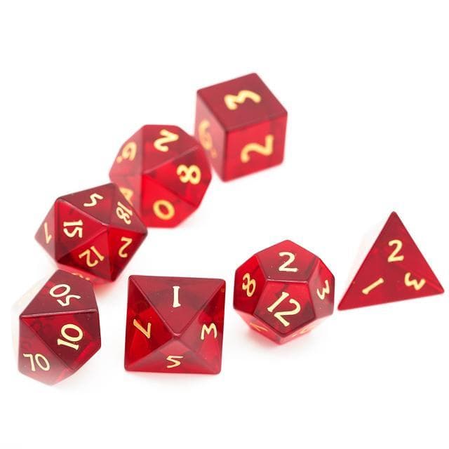 Glass Dice | Red | Set of 7