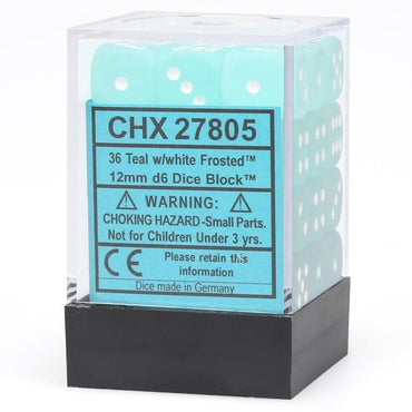 CHX 27805 Frosted 12mm d6 Teal/white Block (36)