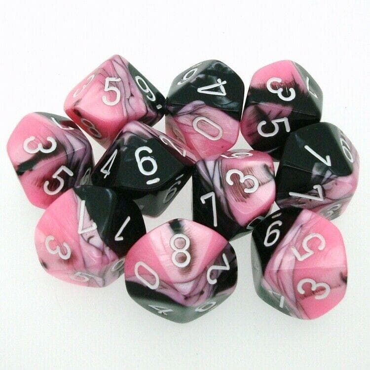 CHX 26230 Gemini Polyhedral Black-Pink/White Set of Ten d10s