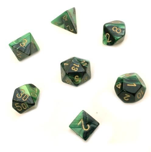 CHX 26439 Polyhedral Gemini Black-Green/gold 7-Die Set