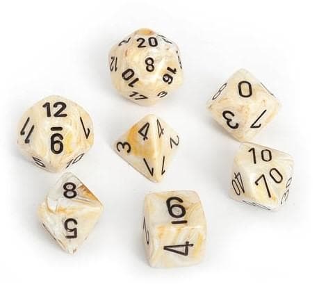 Chessex | Polyhedral Dice Set | Acrylic | Marble Ivory/black (CHX 27402)