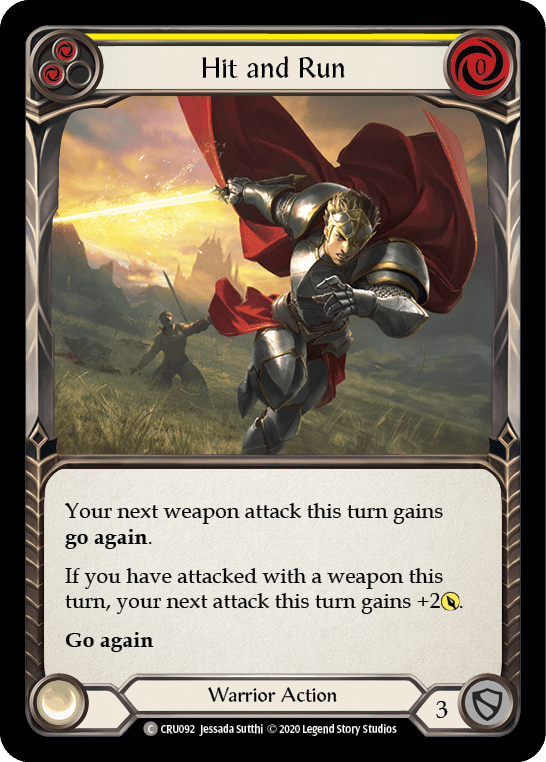 Hit and Run (Yellow) [CRU092] (Crucible of War)  1st Edition Rainbow Foil