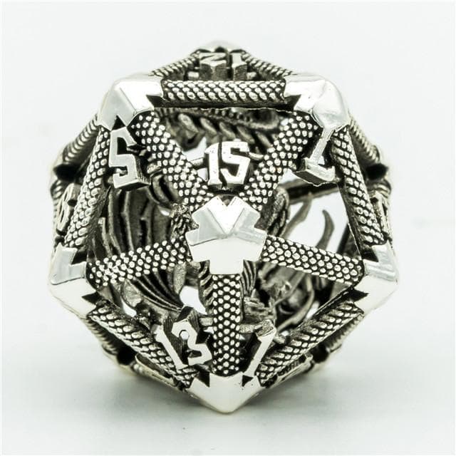 Metal Dice | Hollow "Flying Dragon" | Silver