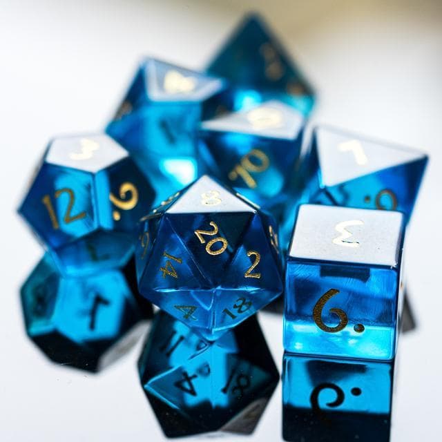 Glass Dice | Sky Blue | Set of 7