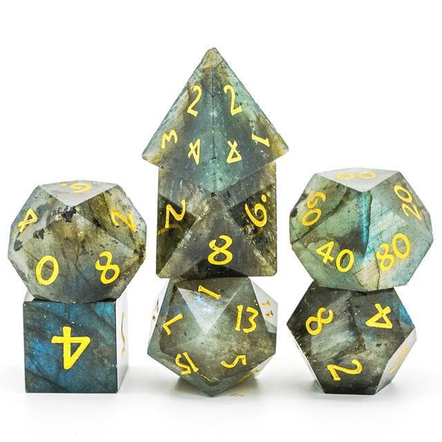 Gemstone Dice | Natural Labradorite | Set of 7