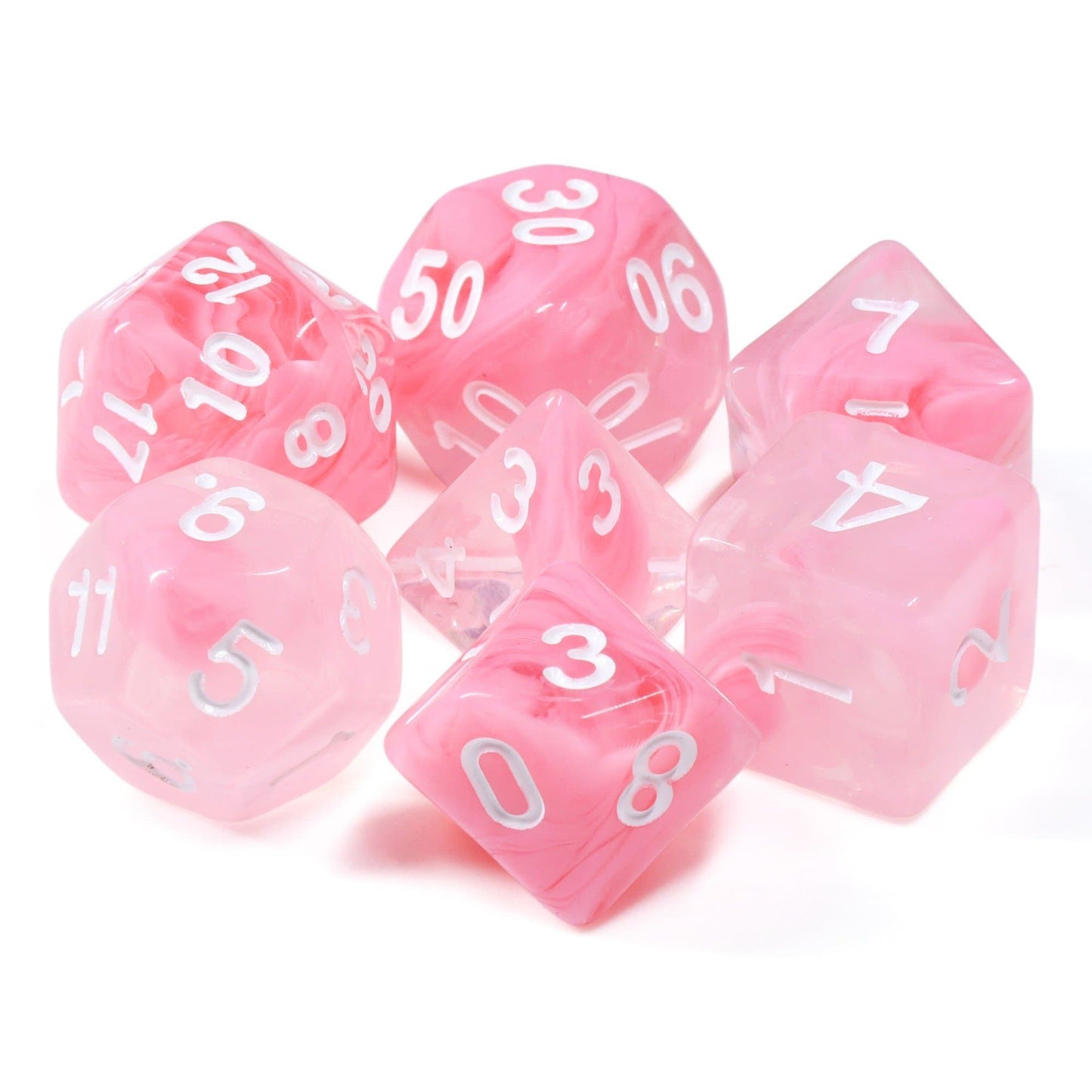 RPG Dice | "Pink Rose" | Set of 7