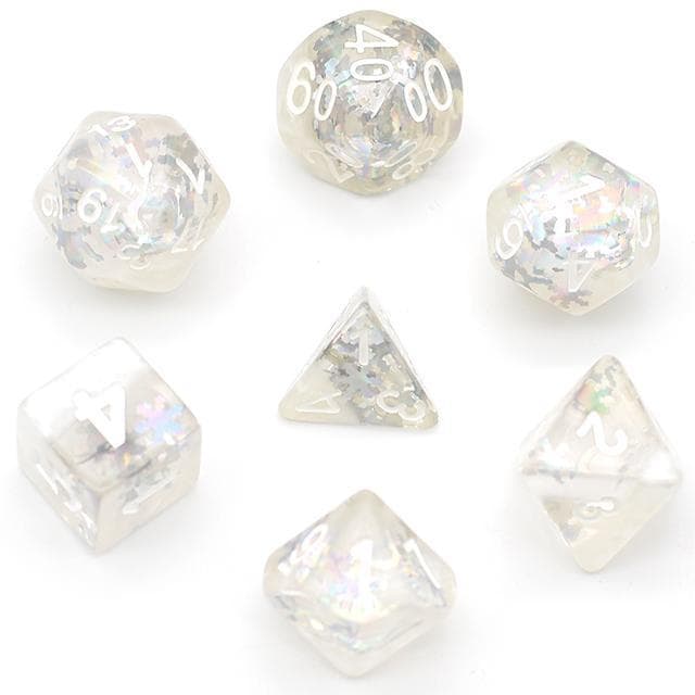 Polyhedral Dice Set | Acrylic | "Winter Snow" | Set of 7 (D0085)