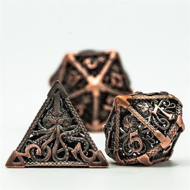 Metal Dice | Hollow "Eldritch Horror" Copper | Set of 7