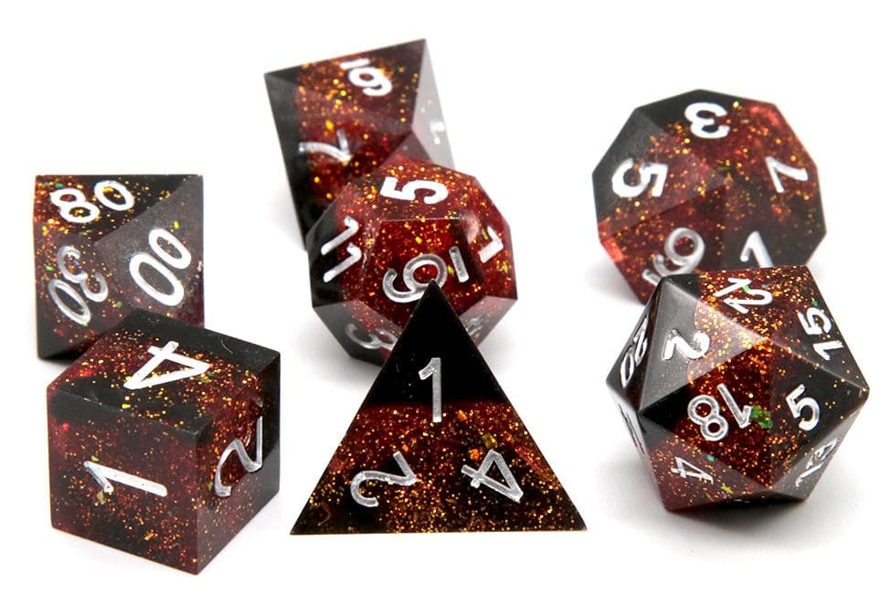 RPG Dice | "Sparkling Sky" (Sharp Edged) | Set of 7