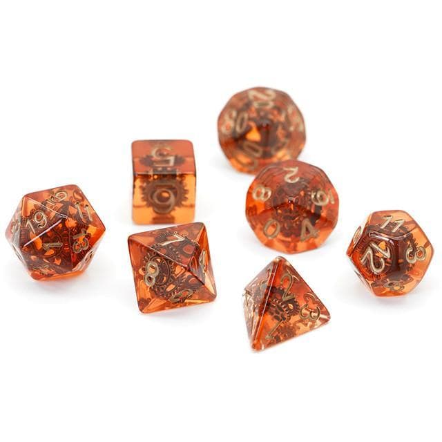 RPG Dice | "Infernal Engine" Suspended Gear | Set of 7