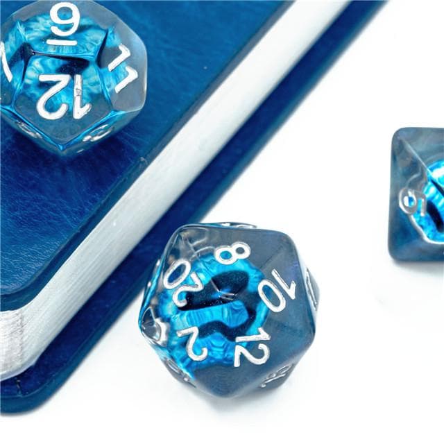 Polyhedral Dice Set | Resin | "Ice Dragon's Eye" | Set of 7 (D0113)