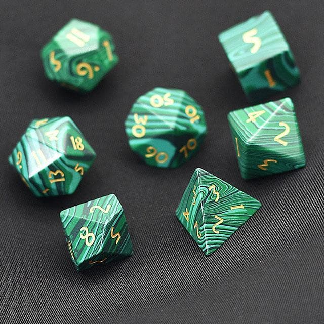 Gemstone Dice | Malachite | Set of 7