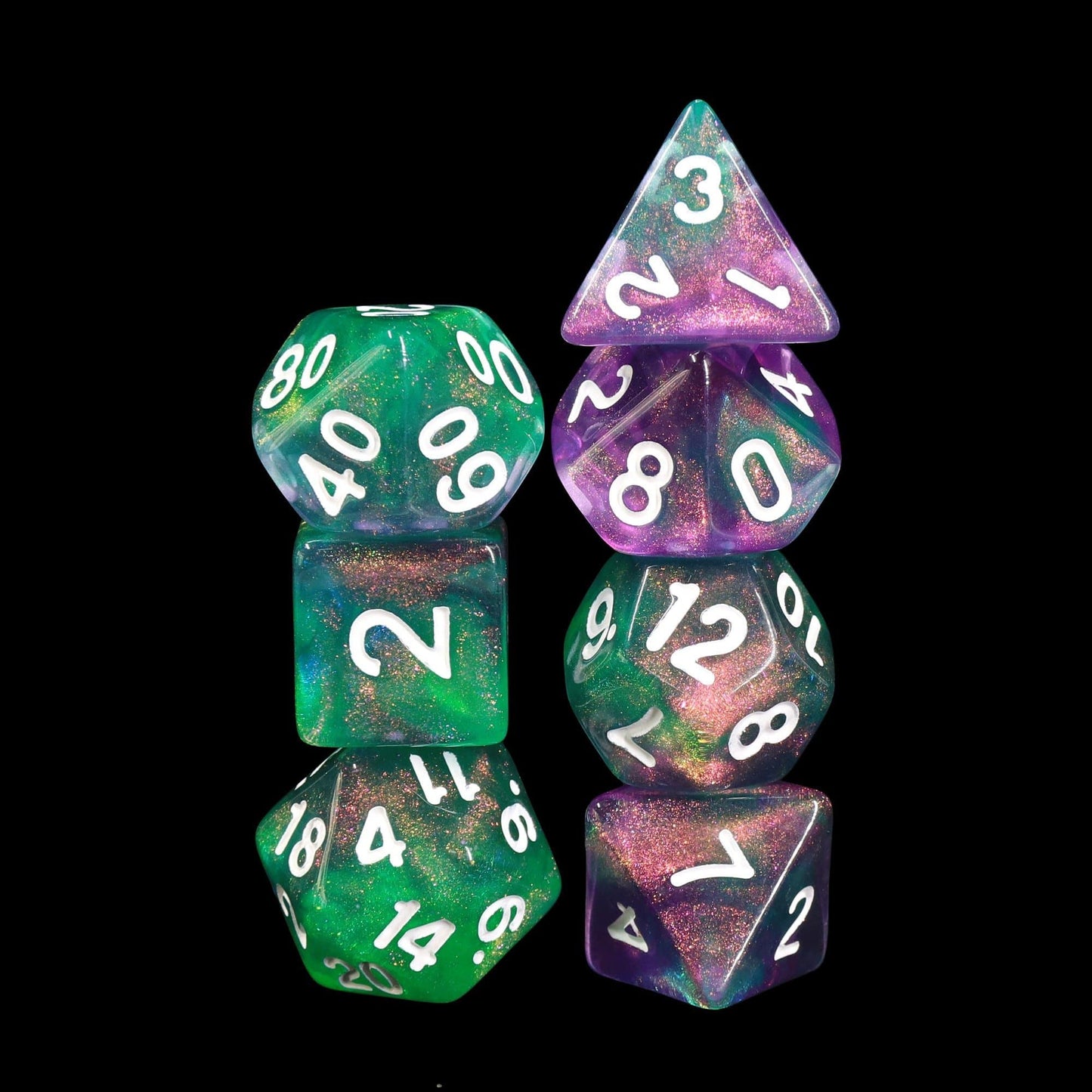 Polyhedral Dice Set | Acrylic | "Potion Seller" (White Ink) | Set of 7 (D0043)