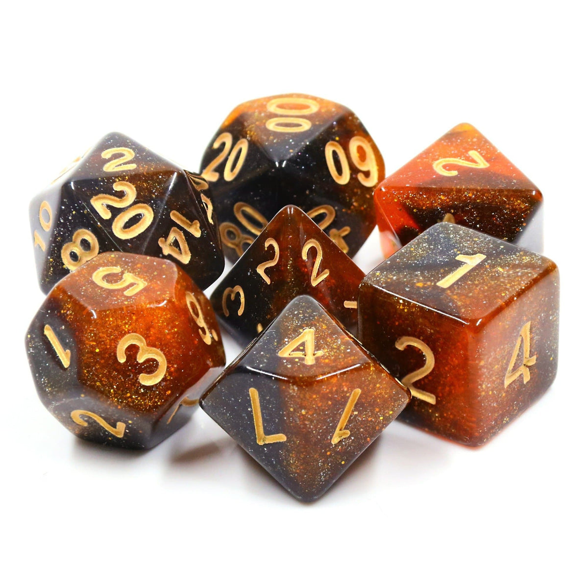 RPG Dice | "Ravaged System" Gold Ink | Set of 7