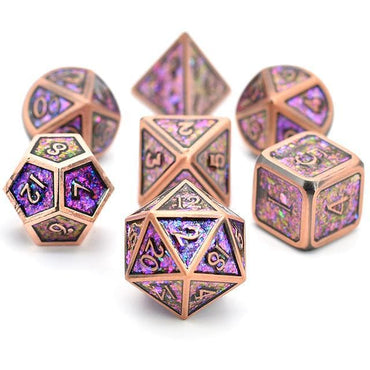 Metal Dice - Copper Plated Iridescent - Set of 7