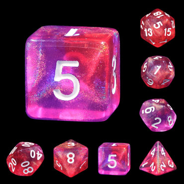 RPG Dice | "Scorching Ray" (White Ink) | Set of 7
