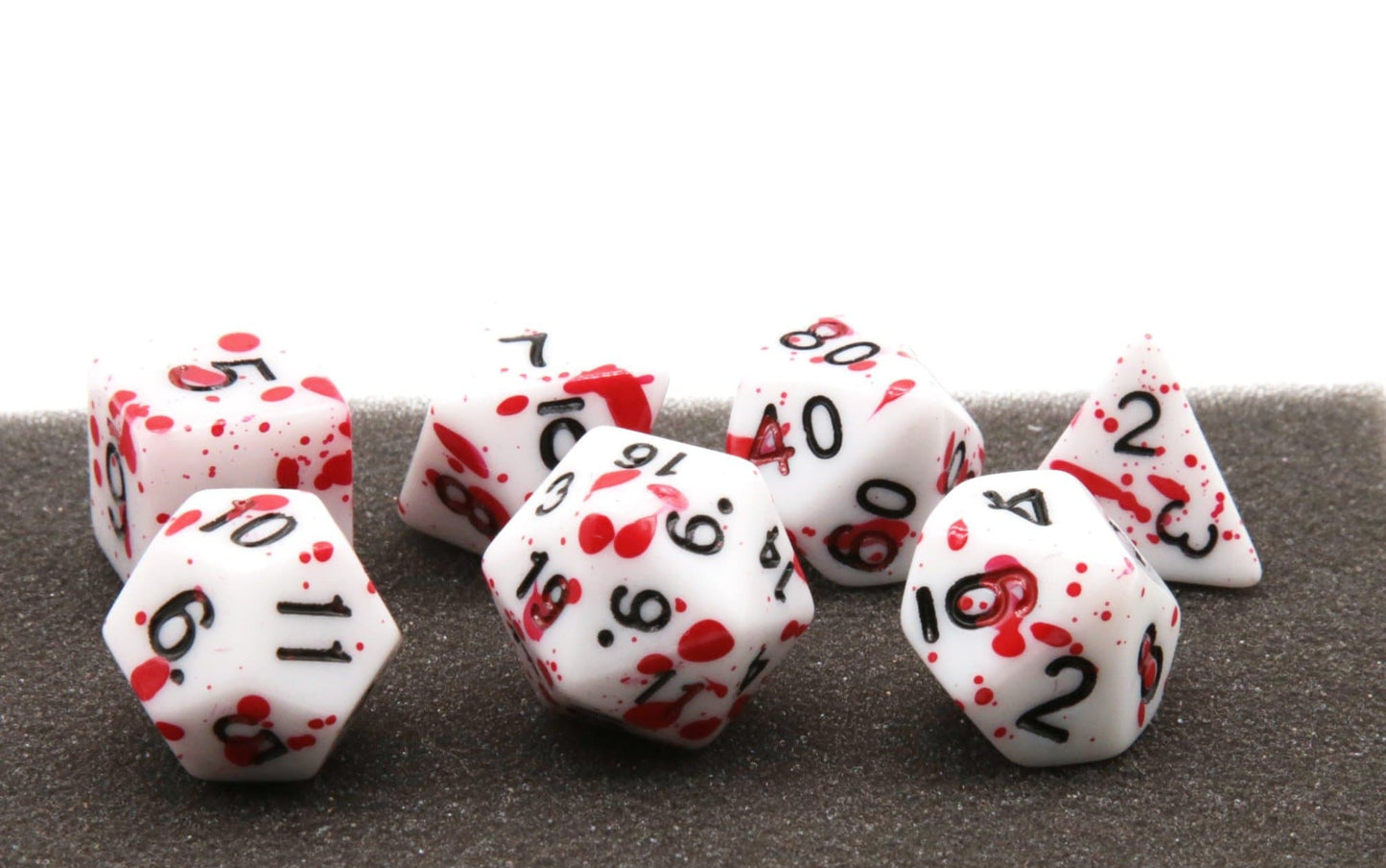 RPG Dice | "Blood Splatter" (Dark) | Set of 7