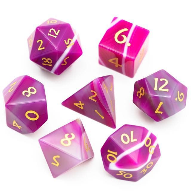 Gemstone Dice | Pink Agate | Set of 7