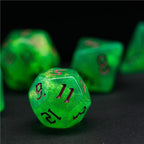 Polyhedral Dice Set | Acrylic | "Toxic Thorns" Magenta Ink | Set of 7 (D0185)