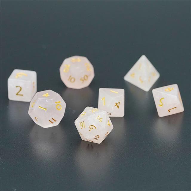 Gemstone Dice | Natural Rose Quartz | Set of 7