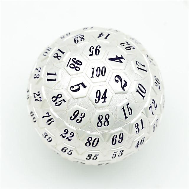 Metal Dice | d100 "Mithril" Silver Plated