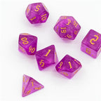 Polyhedral Dice Set | Acrylic | "Magenta Thorns" Gold Ink | Set of 7 (D0121)