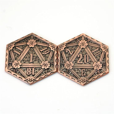 d2 | Metal d20 Coin | "Ancient Copper"