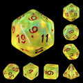 Polyhedral Dice Set | Acrylic | "Acidic Slime" (Red Ink) | Set of 7 (D0060)