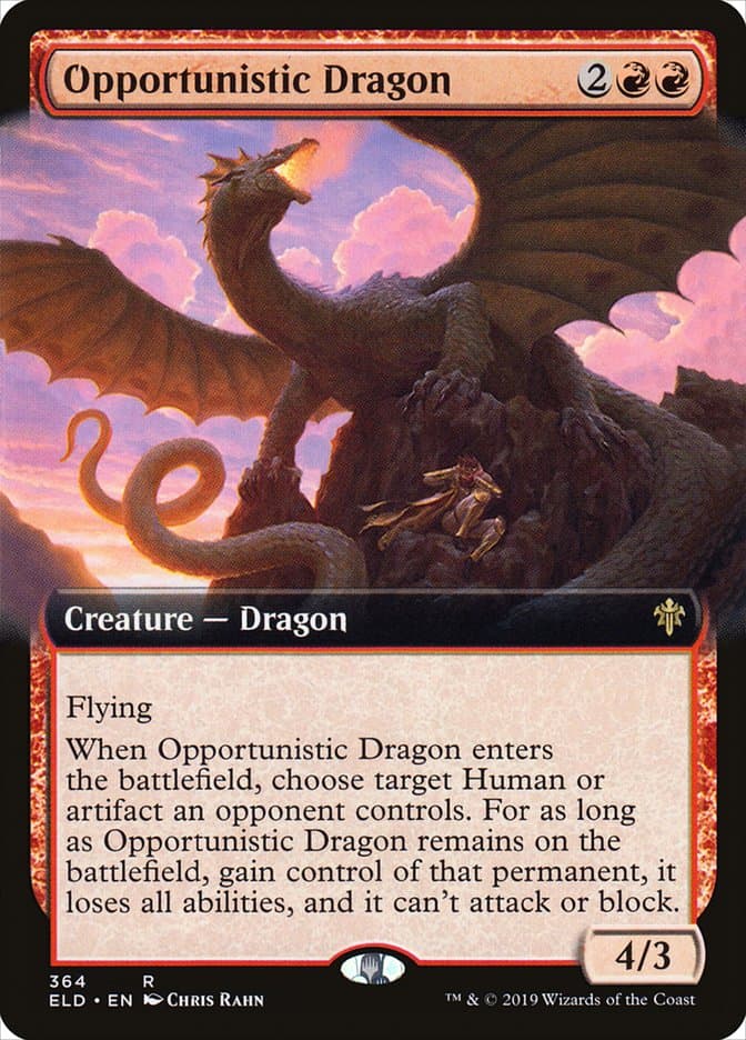 Opportunistic Dragon (Extended Art) [Throne of Eldraine]