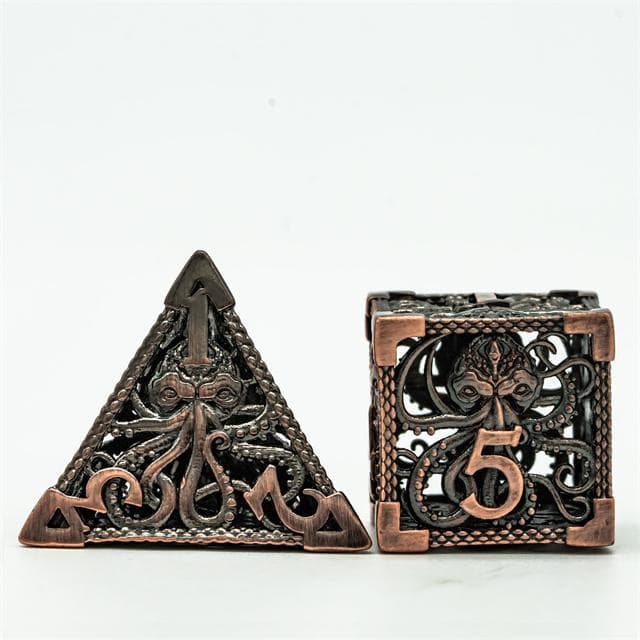 Metal Dice | Hollow "Eldritch Horror" Copper | Set of 7