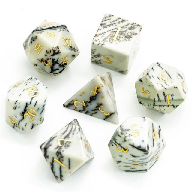 Gemstone Dice | Picture Jasper | Set of 7