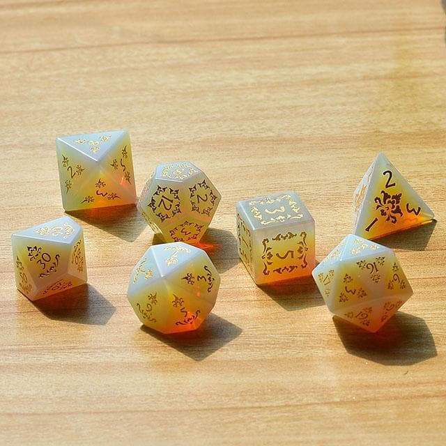 Gemstone Dice - Opalite Filigree - Set of 7