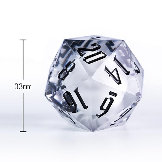 Large d20 (33mm) | Suspended Skull in Clear Resin