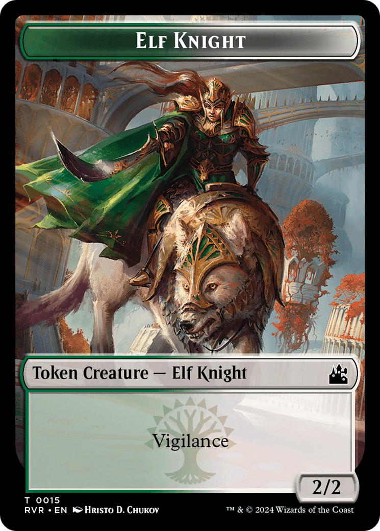 Elf Knight // Dragon Double-Sided Token [Ravnica Remastered Tokens]