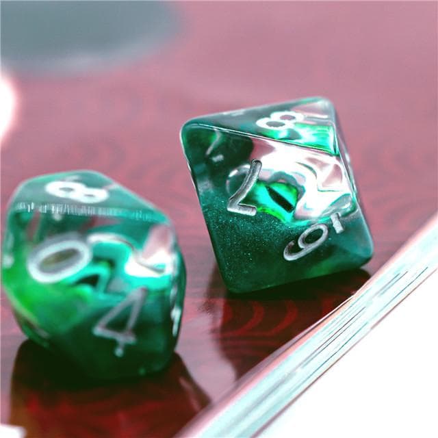 Polyhedral Dice Set | Resin | "Forest Dragon's Eye" | Set of 7 (D0114)