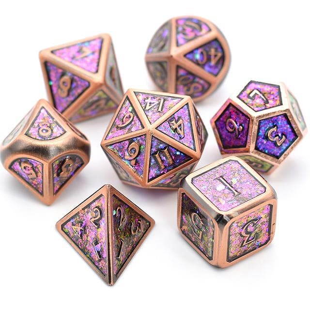 Metal Dice - Copper Plated Iridescent - Set of 7