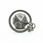 Weathered Silver d20 Dice Keychain | Black Ink Dragon