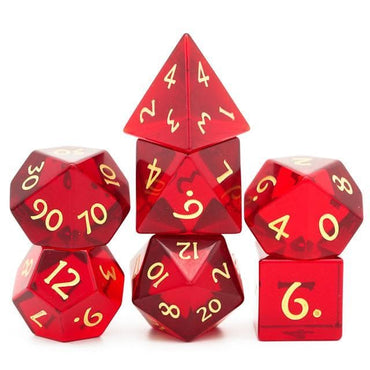 Glass Dice | Red | Set of 7