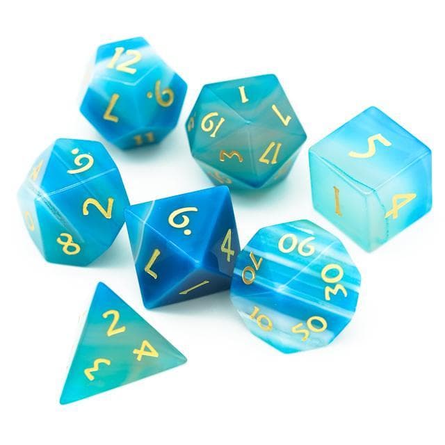 Gemstone Dice | Blue Agate | Set of 7